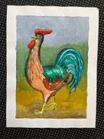 Aquarell / Der Hahn von René Bürki 1972     (ID B5750)