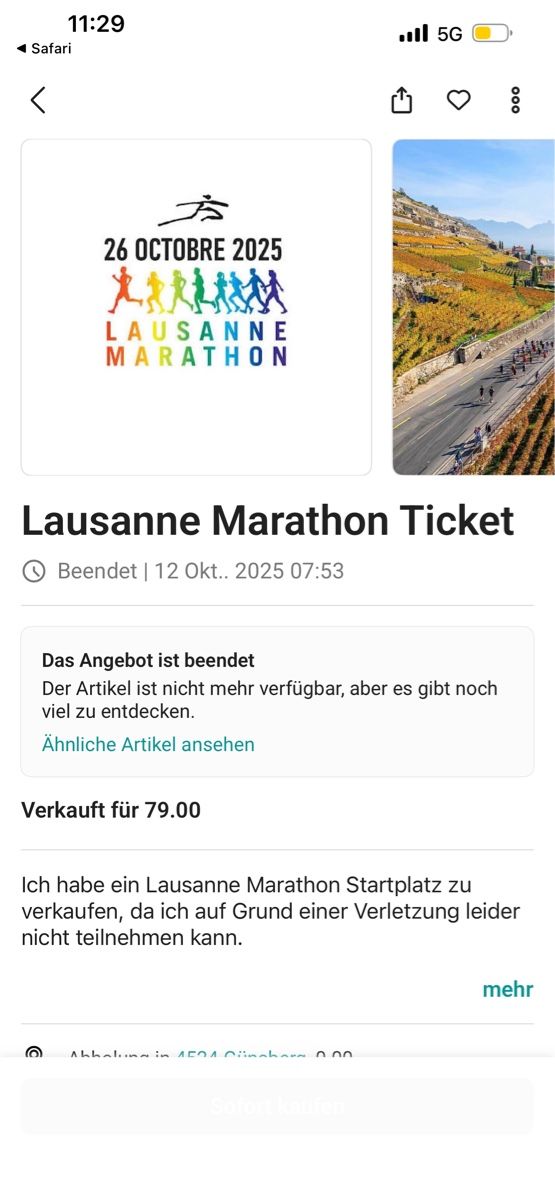 Tickets: Lausanne Halbmarathon Ticket – Neu (gemäss Beschreibung) aus Aarberg von lei_6c7y 1