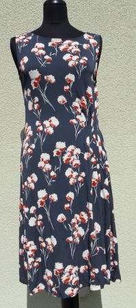 Tory Burch Kleid kurzarm Blüten schwarz rot weiss Gr 38 M