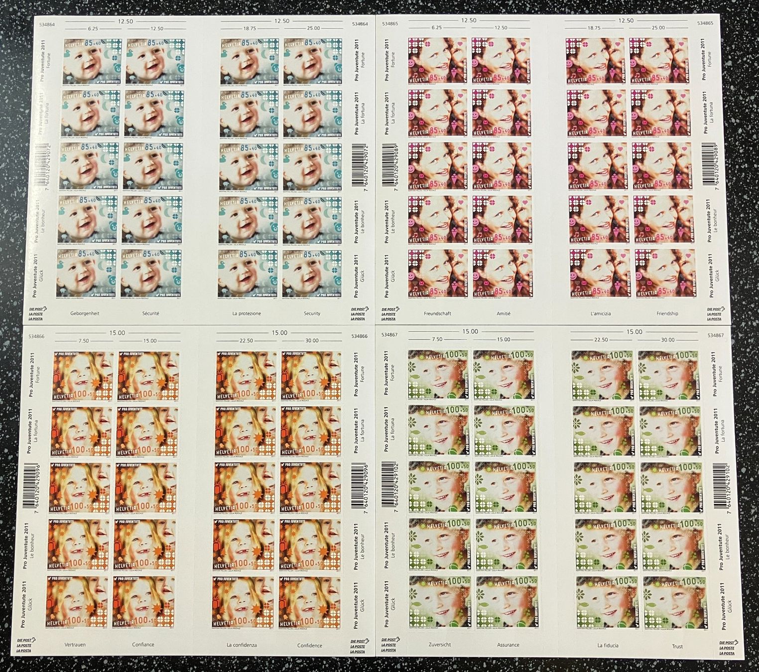 Alle Briefmarken: Pro Juventute 2011 Zierbogen-Serie postfrisch ** – Gebraucht aus Eschlikon TG von PhilCon