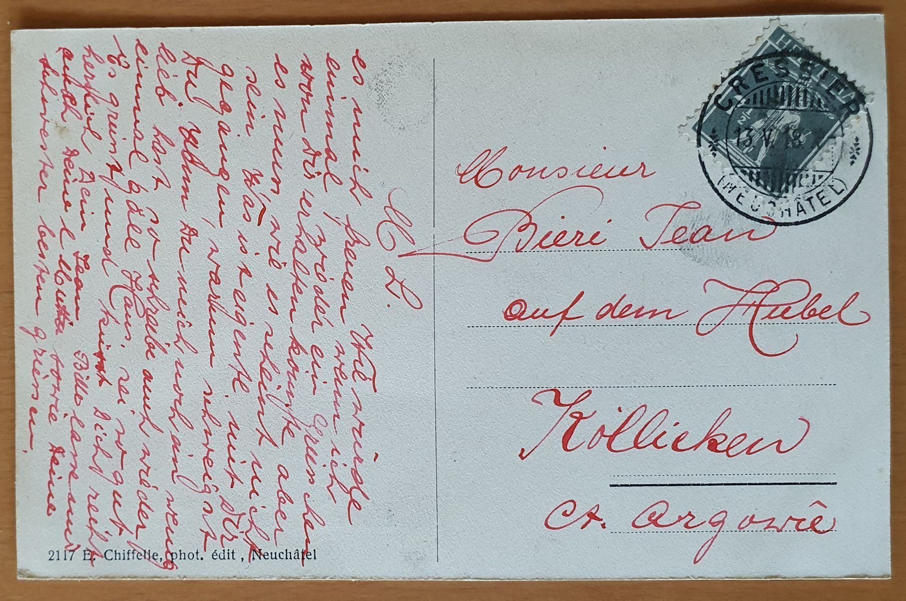 Cartoline postali: Clos - Rousseau - Cressier 1918 – Usato da Kreuzlingen venduto da Rschweiz1 1