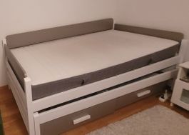 Lit 90x200 + sommier avec 2 tiroirs + 1 tiroir lit