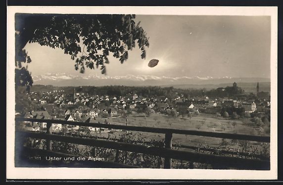 Cartoline postali: Uster, Blick auf den Ort und die Alpen – Usato da Berlin venduto da bartko-reher
