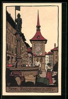 Steindruck-AK Bern, Partie am Zeitglocke
