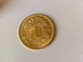 💛  20 Fr  Vreneli 1907 -  *sehr RAR*