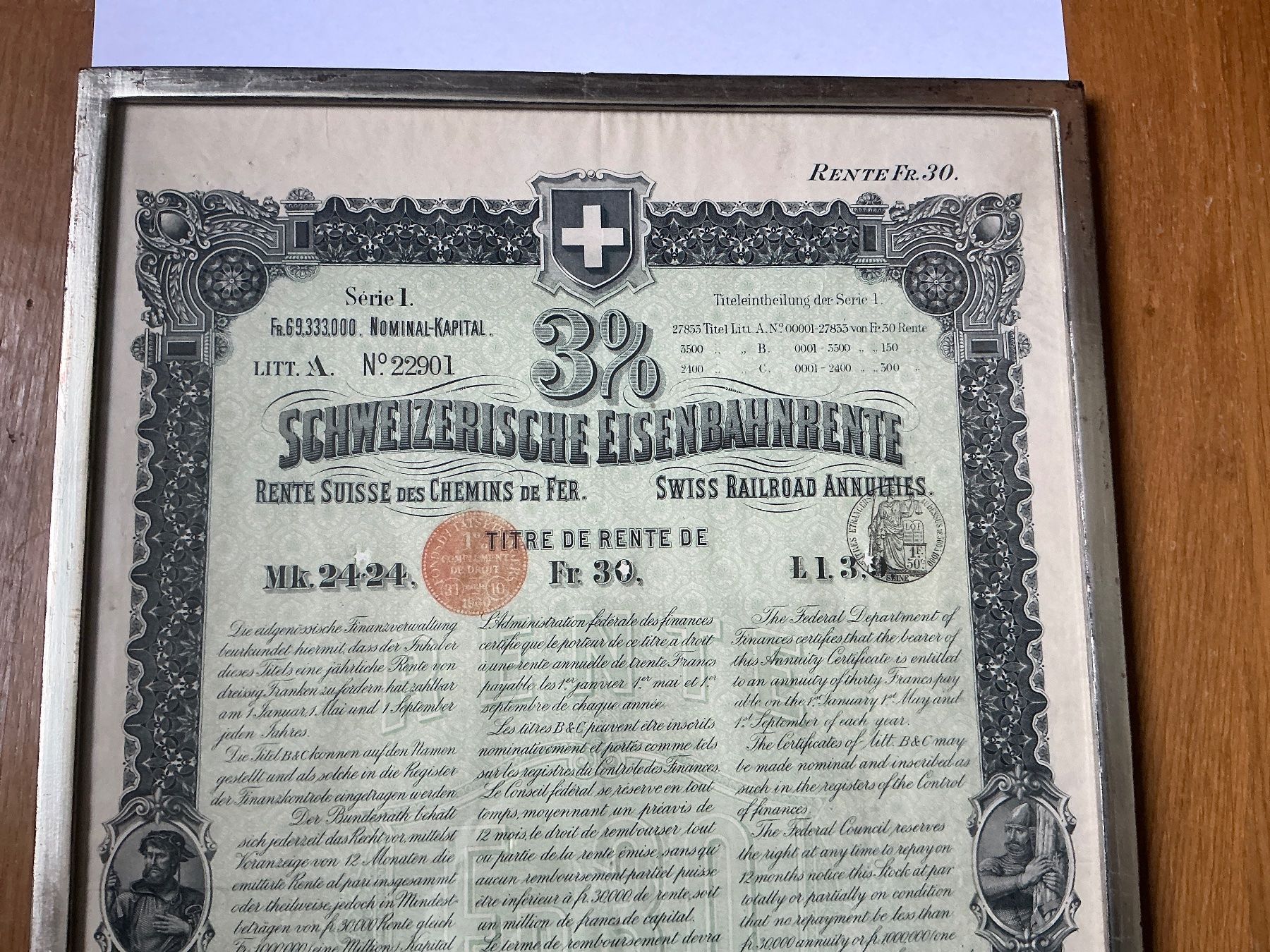 SBB/CFF/FFS Dokumente: Historisches Wertpapier - Schweizerische Eisenbahnren – Gebraucht aus Maur von 20hcodracir11 1