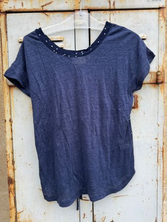 T shirt lin viscose avec lacet dans le dos M