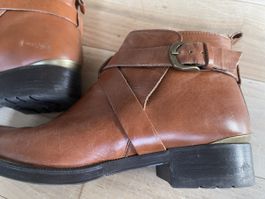 Echt Leder Halbschuhe hellbraun Gr.40 mit Schnalle-wie neu!
