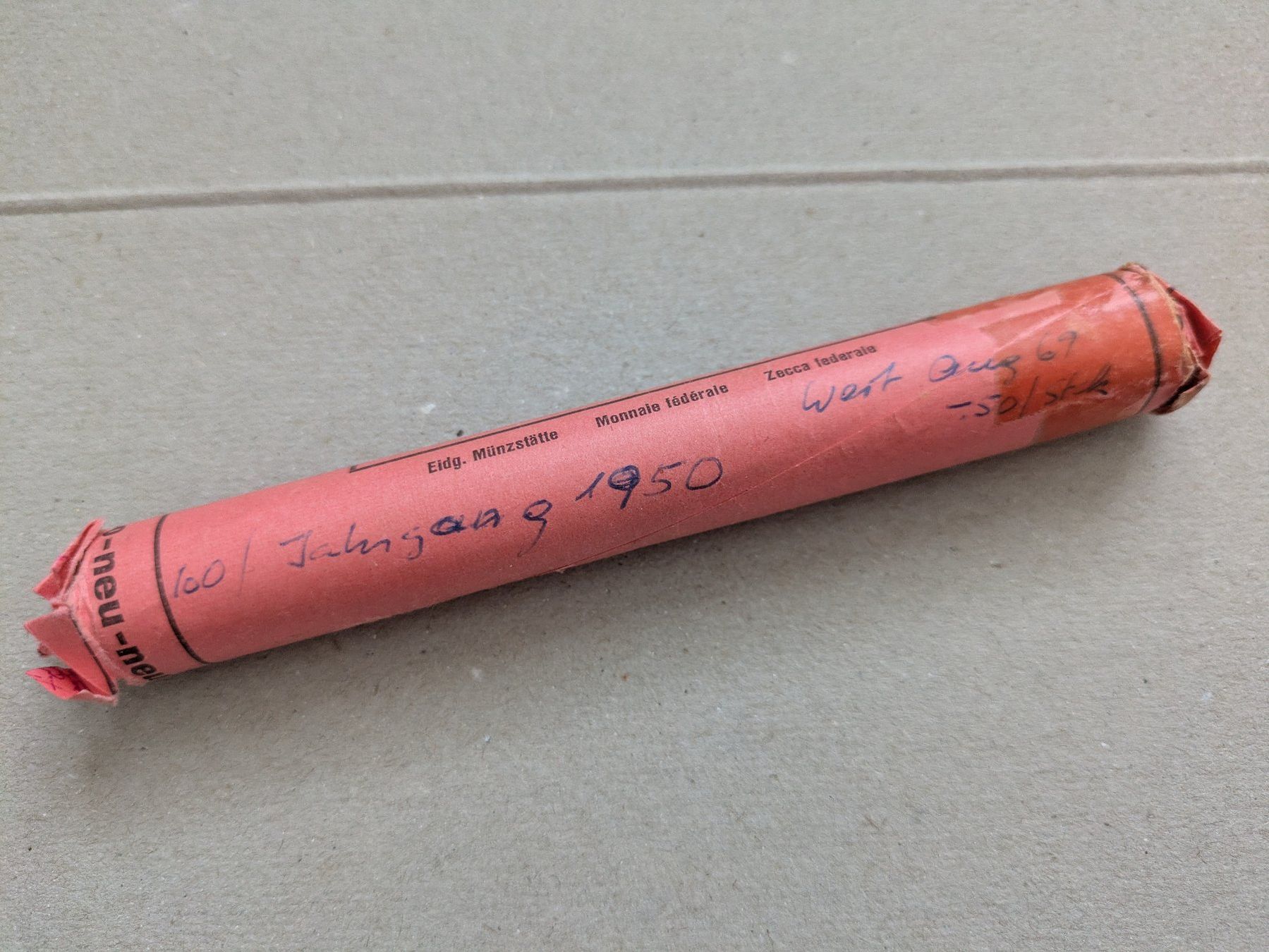 Alle Münzen: Originalrolle 5 Rp 1950 – Neu (gemäss Beschreibung) aus Châtelaine von Pttn 1