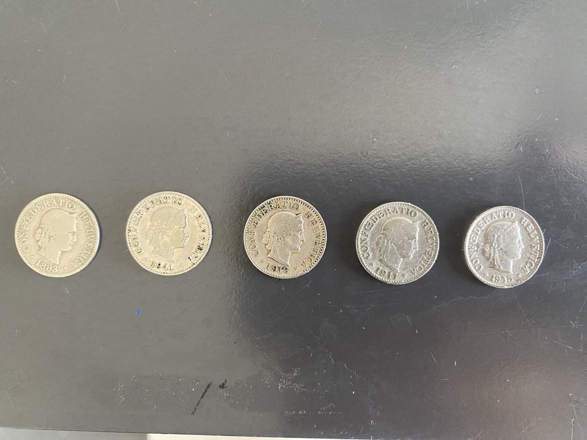 Alle Münzen: Pièces 5 centimes Confédération Suisse 1910-1962 – Gebraucht aus Lausanne von Csamadhi 3
