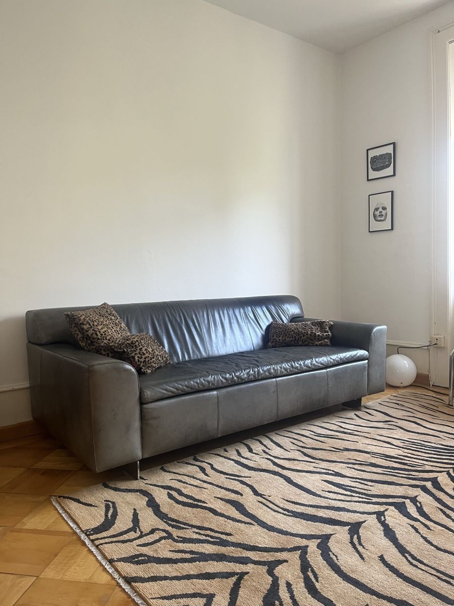 Interio Divani: Ledersofa dunkelgrau 3-Sitzer – Usato da Biel/Bienne venduto da mombyano