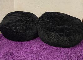 2er Set Poufs/Sitzwürfel schwarz, Samt