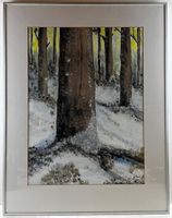 Wald im Winter- Aquarell