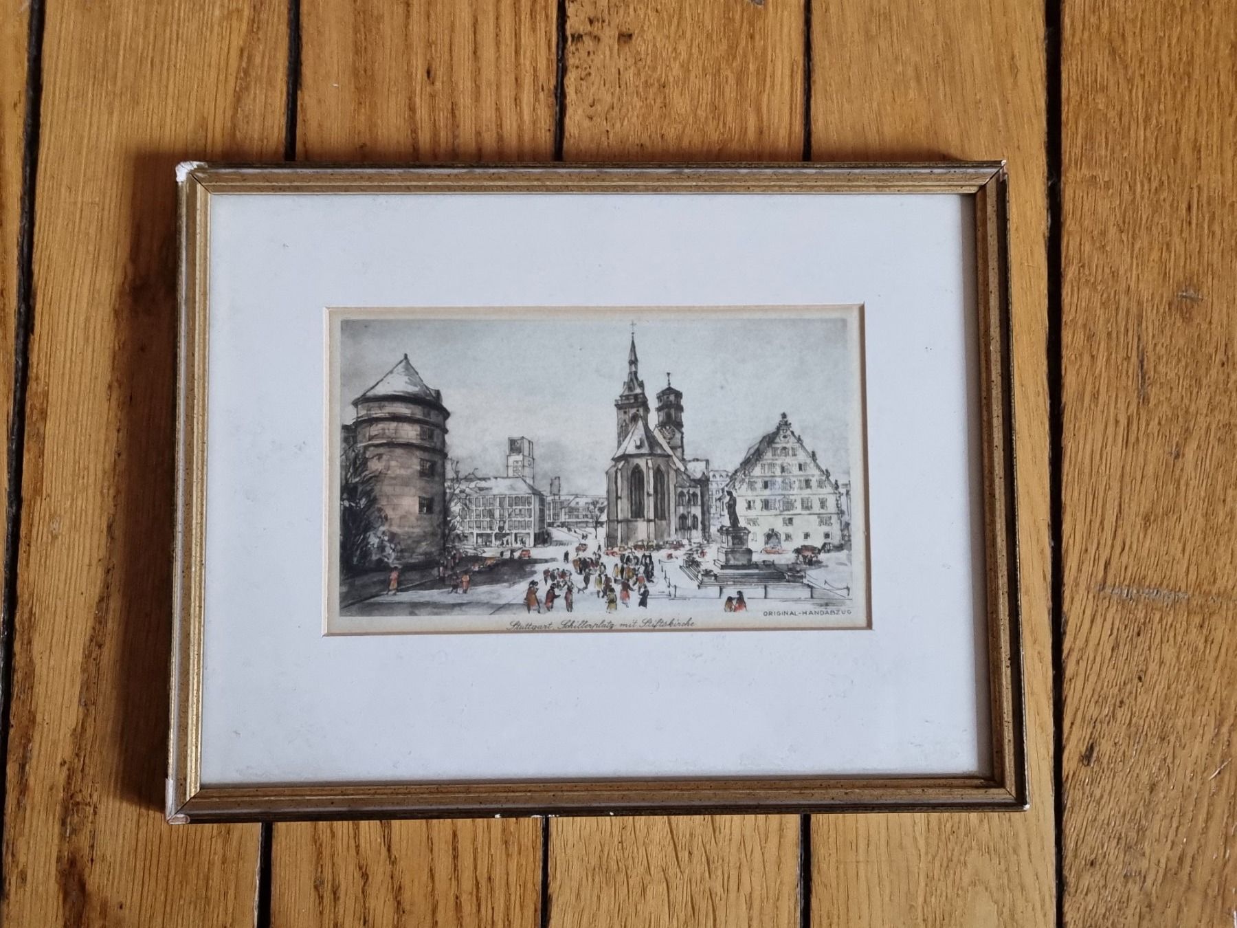 Incisioni: Stuttgart, Original Handabzug gerahmt stich – Usato da Schaffhausen venduto da Leveron13 2