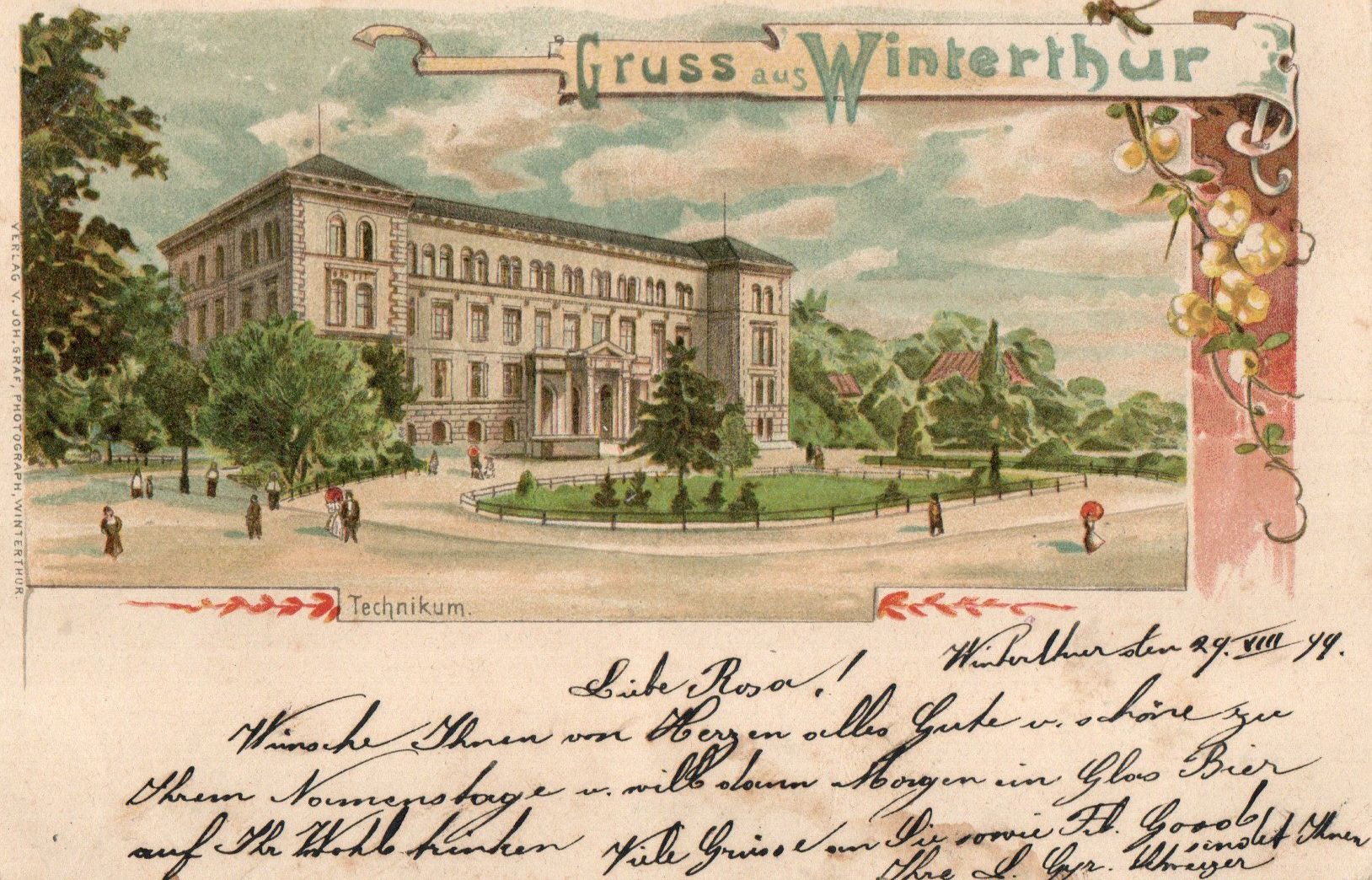 Cartoline postali: Gruss aus Winterthur - Technikum – Usato da Melano venduto da pisonsdro