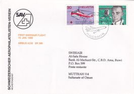 Erstflug Swissair A-330 Zürich - Muscat 1999, nur 160 Stk. !