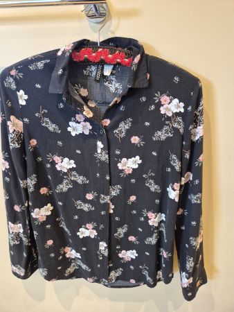 H&M Divided Bluse schwarz Blumenmuster Grösse 32