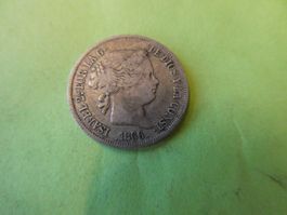 Spanien 1866, 40 Centimos - Silber