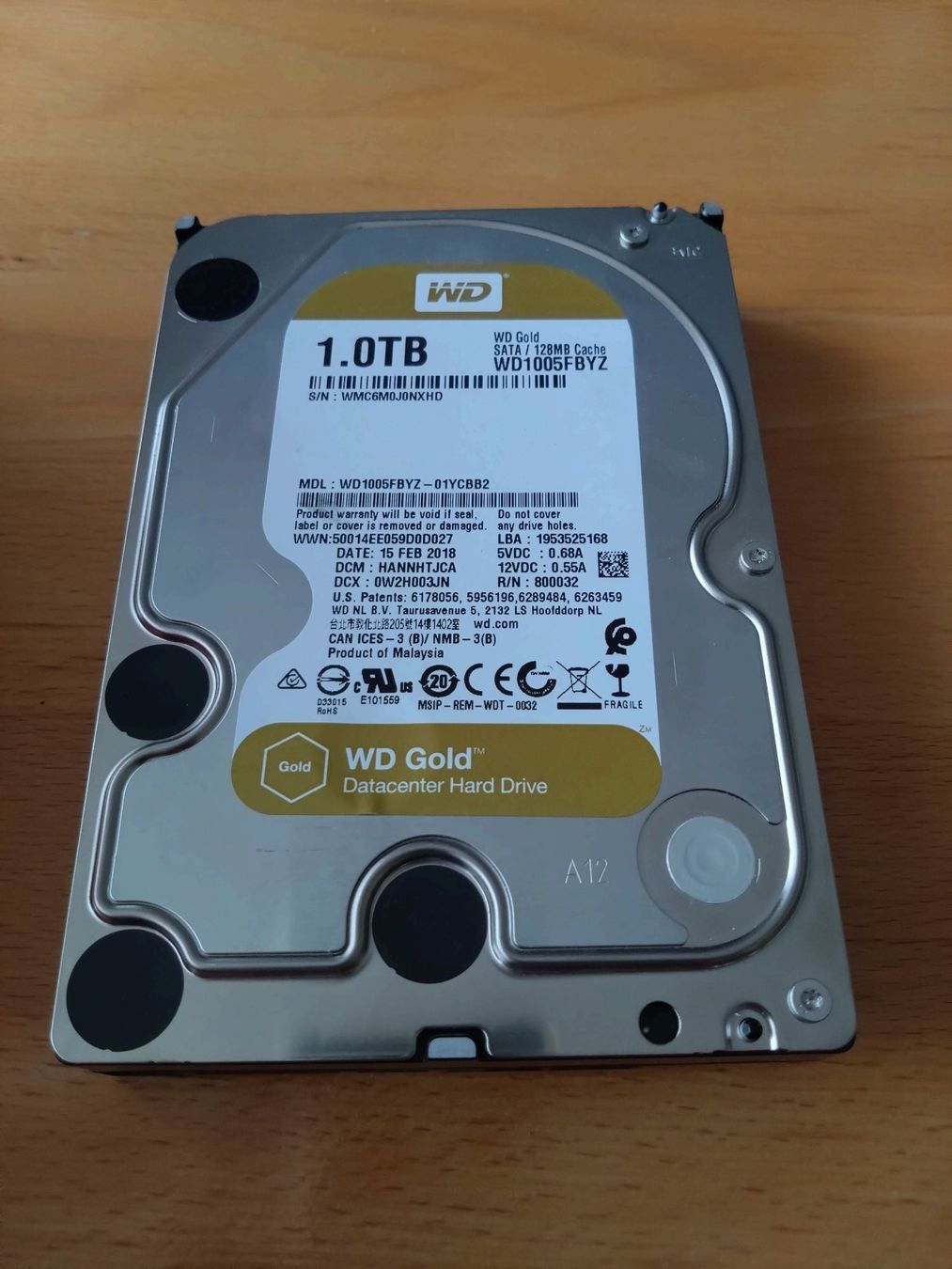Western Digital Dischi rigidi: Hard Disk WD Gold, 1TB, SATA – Usato da Zofingen venduto da hb9fsx