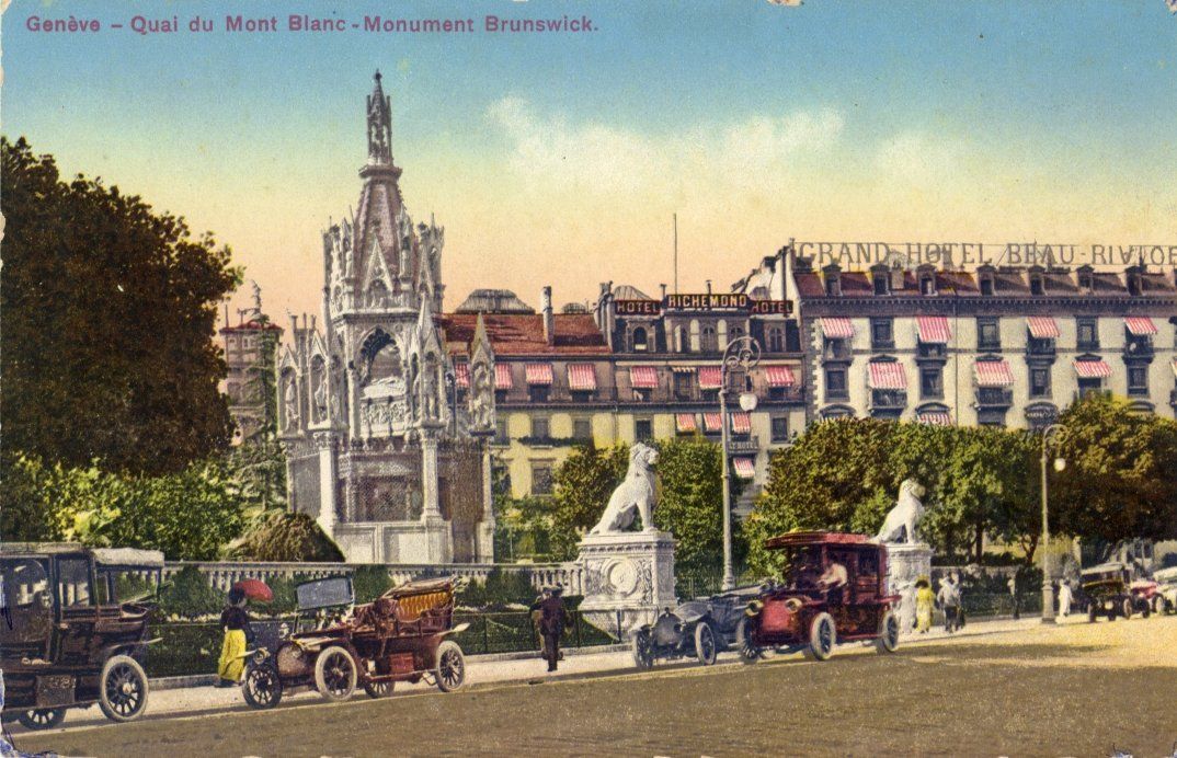 Cartoline postali: Genève   GE  -   Quai du Mont Blanc   /   Oldtimer – Usato da Brig venduto da Valcards54