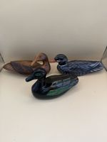 Lot 3 canards décoratifs en bois sculpté vintage divers