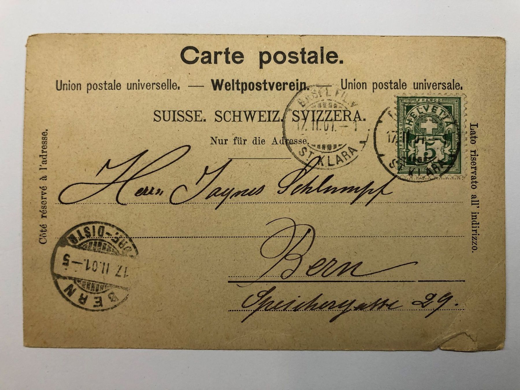 Cartoline postali: AK Gruss aus Basel Marktplatz 1901 – Usato da Nunningen venduto da anclaudia 1