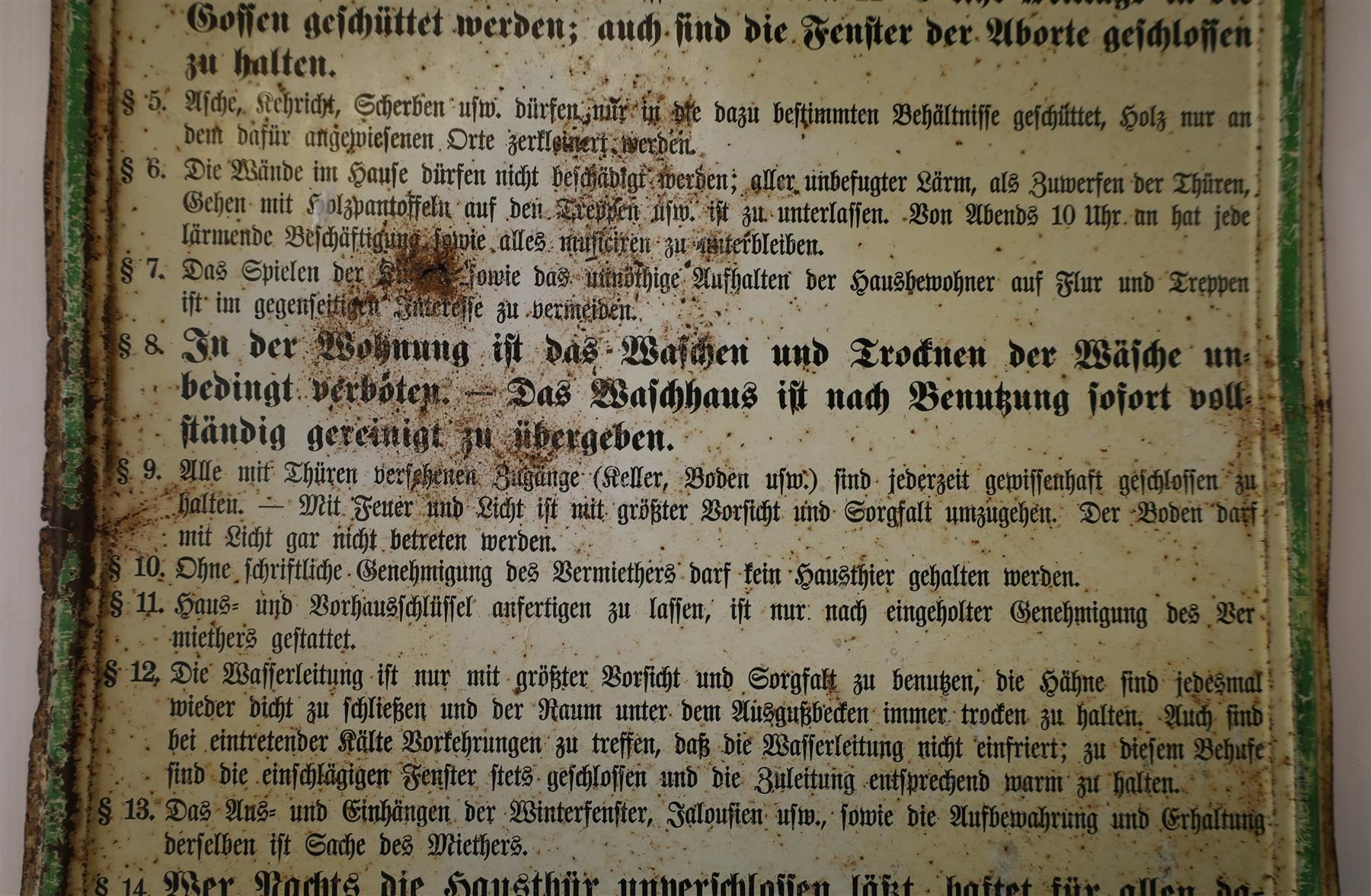 Insegne: grosses Blechschild Hausordnung – Usato da Birrwil venduto da brandschatz_birrwil 2