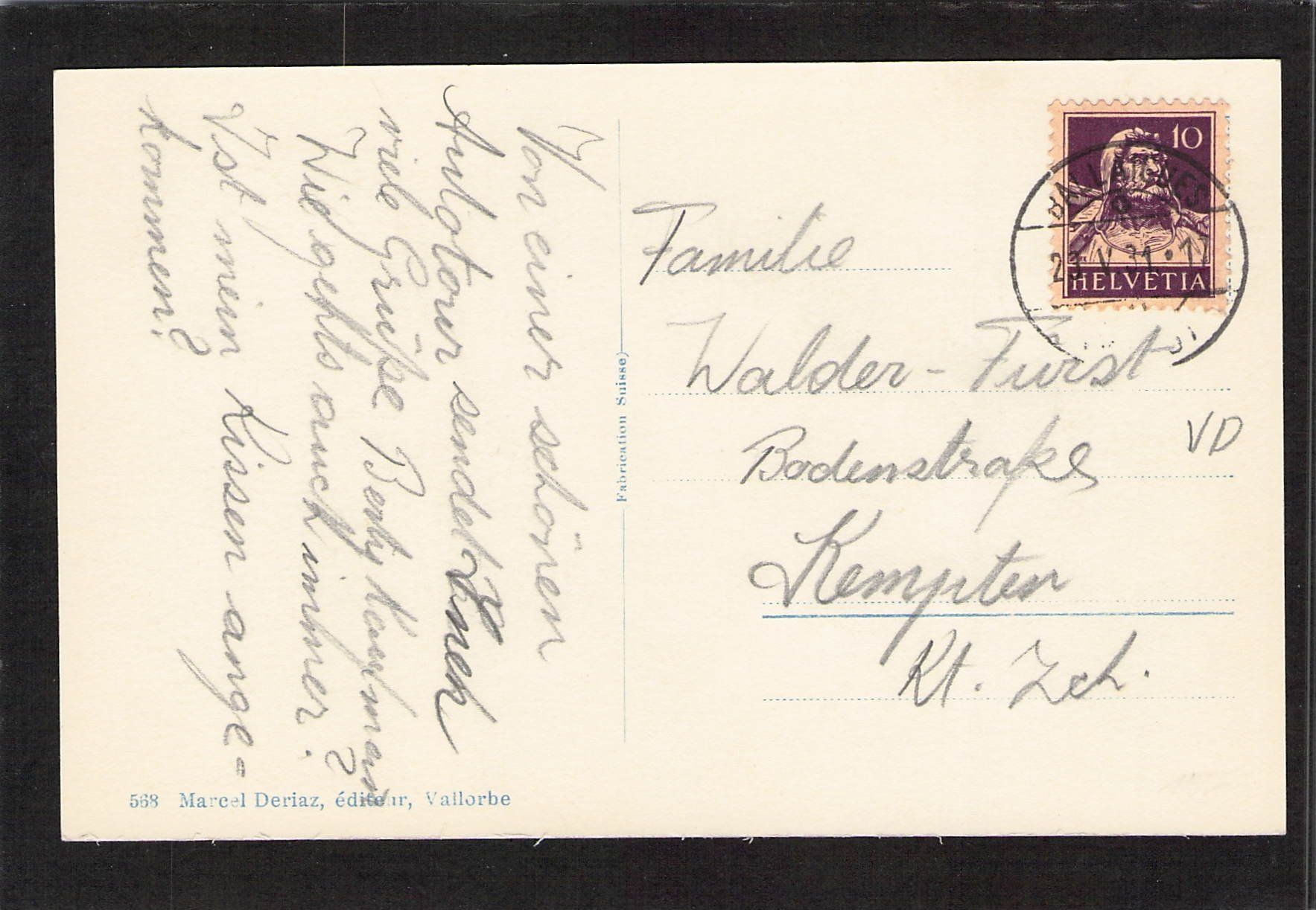Cartoline postali: #Ballagues VD,Les Champs du Soleil , gel. 1931 – Usato da Reichenburg venduto da Pipo-67 1