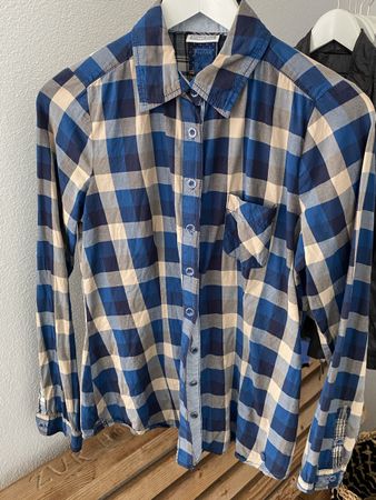 Street One Bluse, kariert, blau/beige, Gr. 36, Top Zustand