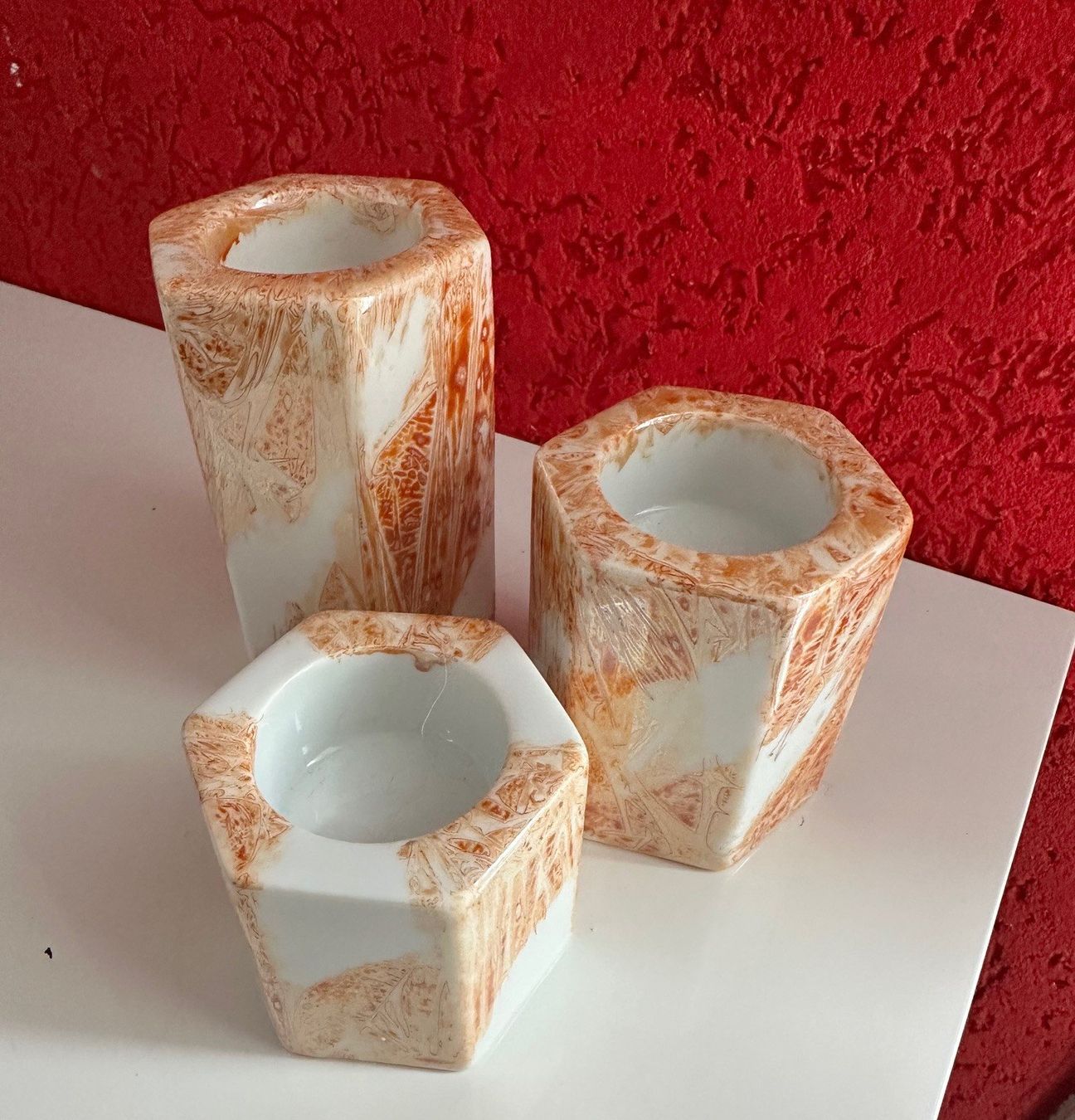 Portacandele: 3er Set Kerzenhalter - 6 eckig-Unikat – Usato da Abtwil AG venduto da MaVo.0710 2