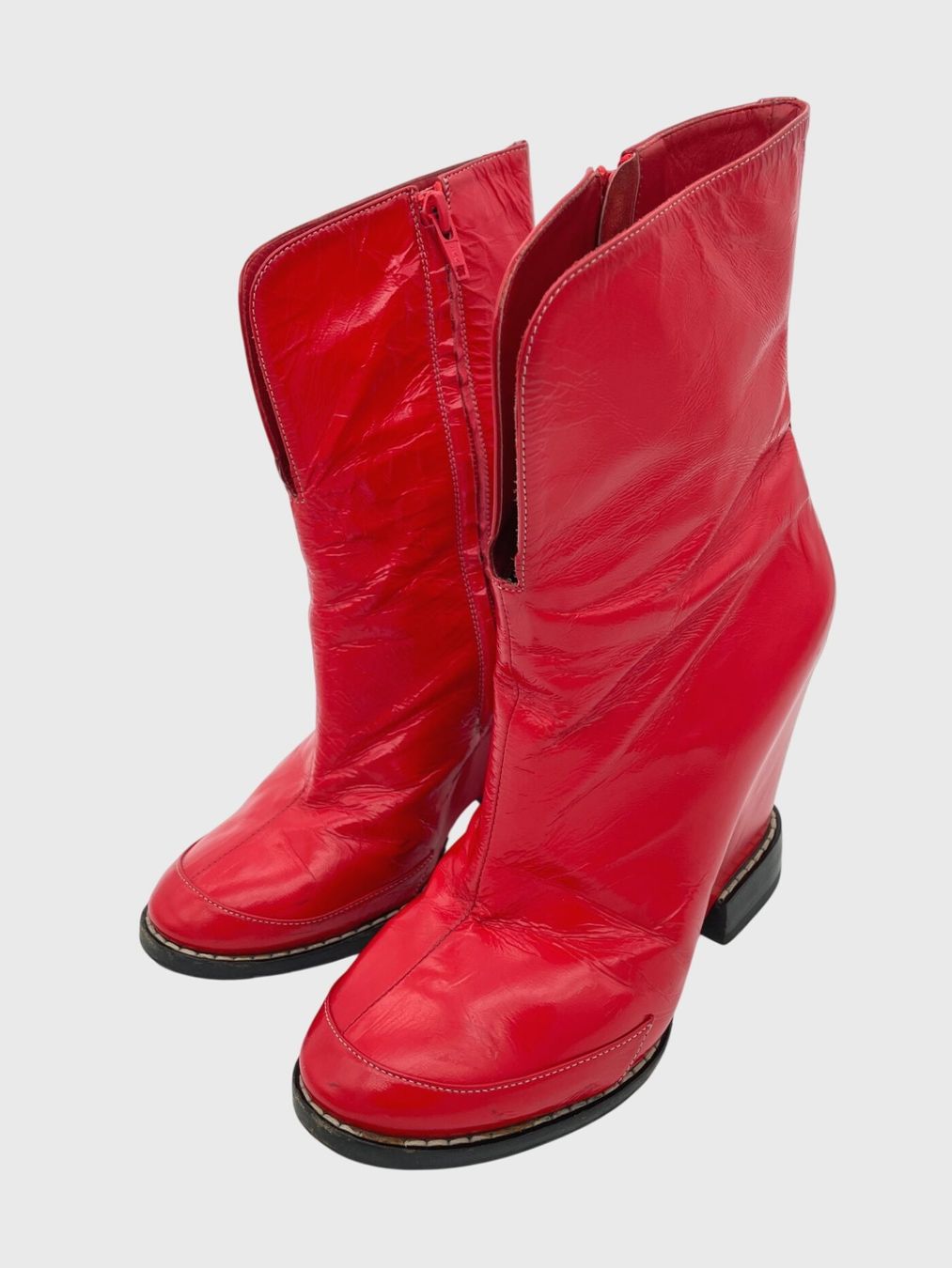 Chloé Damenschuhe: Chloé Wedge Ankle Boot EU 36.5 Rot – Gebraucht aus Zürich von shoe_shop 2