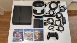 PS4 Playstation 4 Konsole 500GB + VR Brille Set + VR Worlds