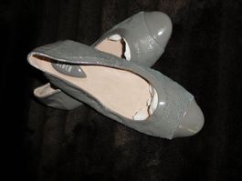 BLOCH Echt Leder Ballerinas Schuhe Gr. 37 weit Col: Grau NEU