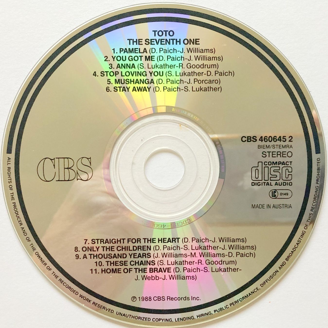 CDs: TOTO - THE SEVENTH ONE – D'occasion à Bottens par hotter-than-hell 2