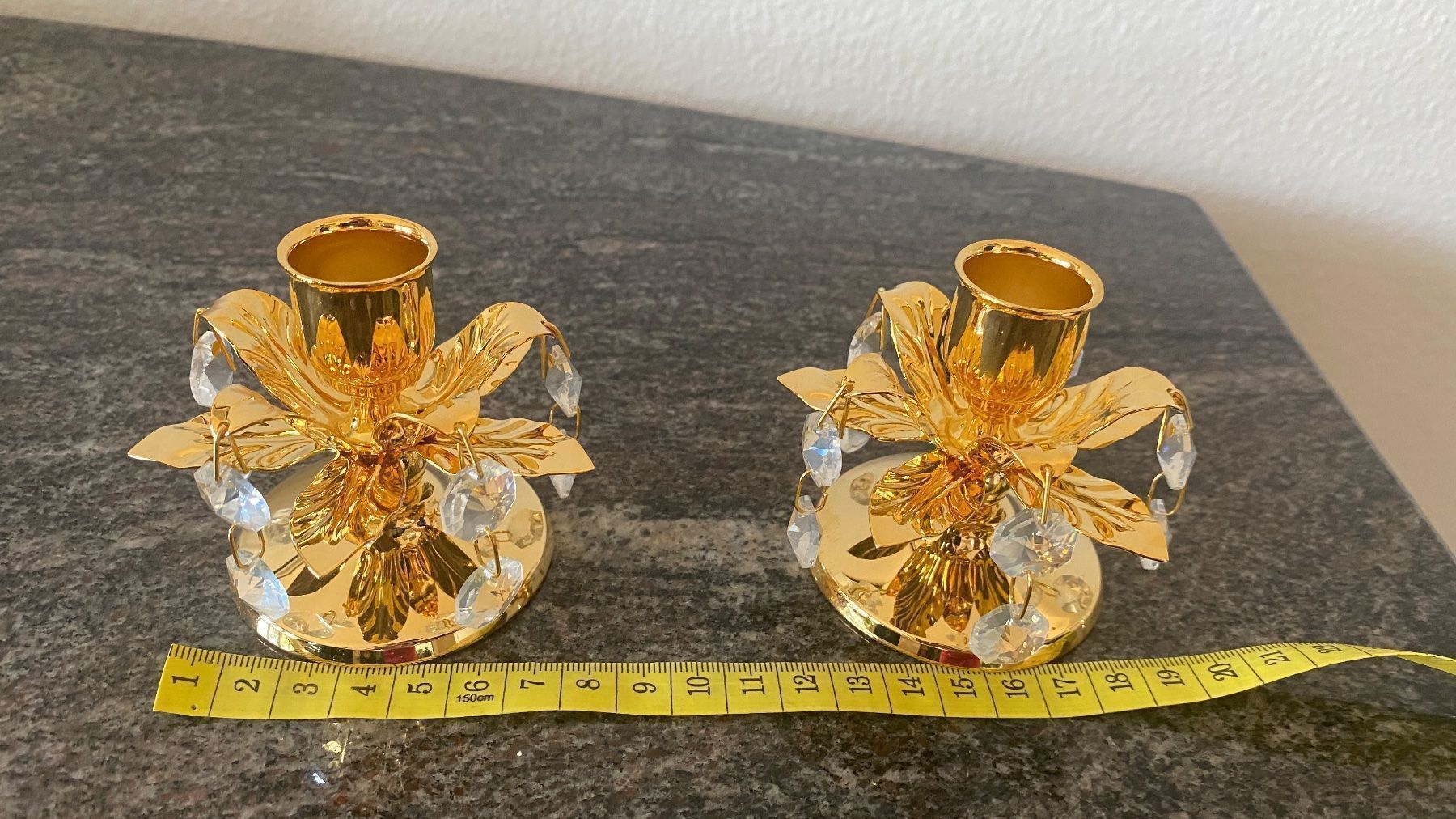 Kerzenständer: Vergoldeter Kerzenhalter mit Strass Kristall – Neu und originalverpackt aus luzern von bar_5gtr 1