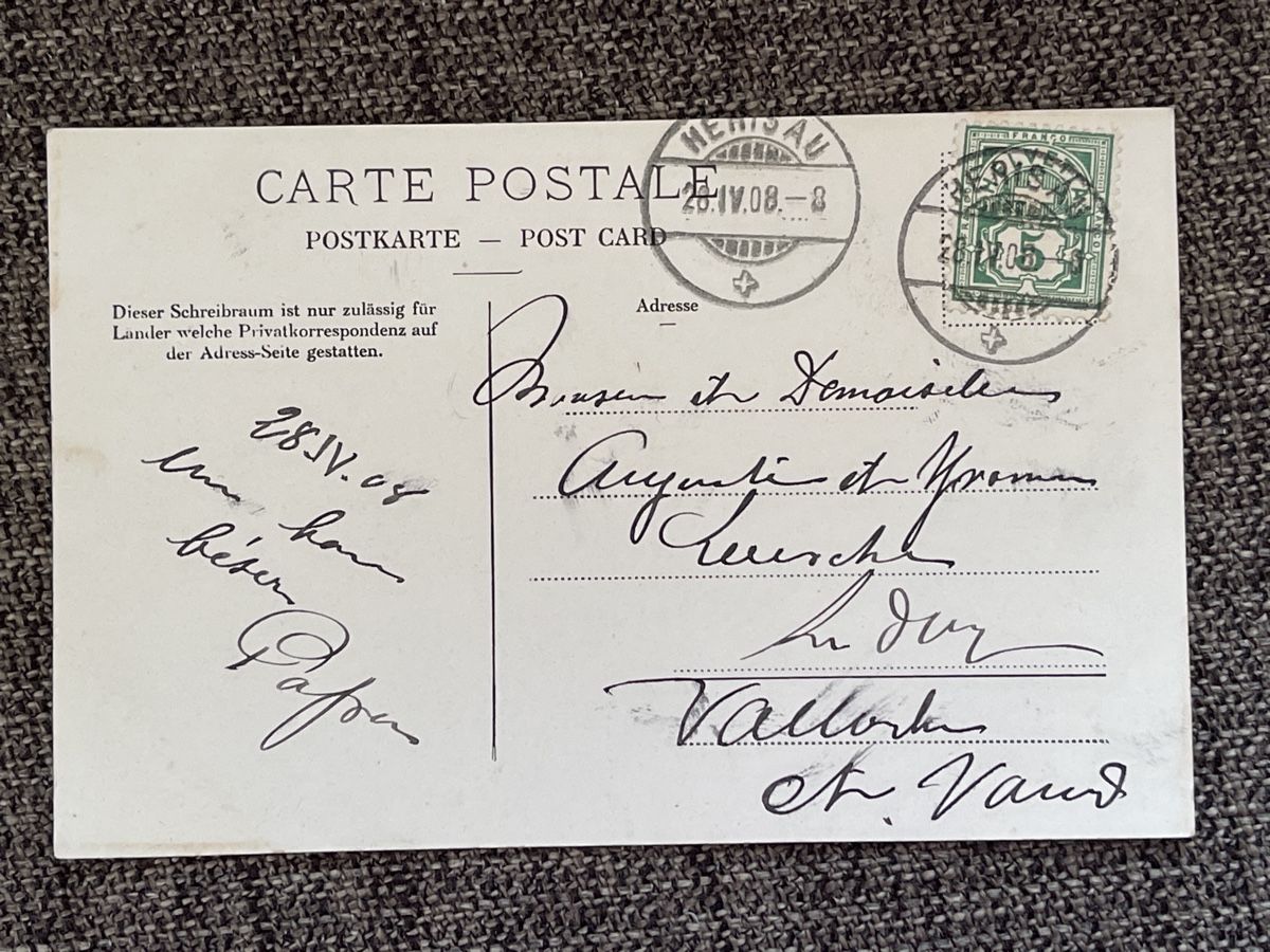 Cartoline postali: Alte Ansichtskarte Herisau, Knabeninstitut Steinegg 1908 – Usato da Strengelbach venduto da Aschatan5 1