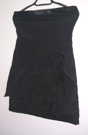 Chiffon-Bustier-Cocktailkleid, Schulterfrei, Gr. 38, Schwarz