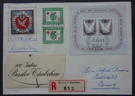 Baslertaube-Block auf Brief (100 Jahre), SBK 150.00