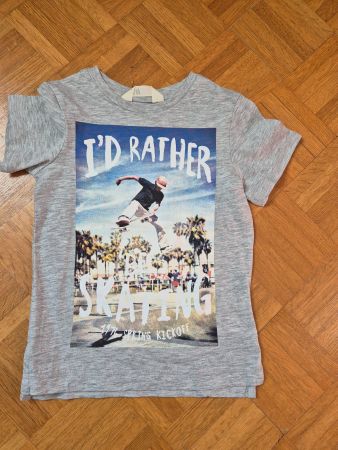 Cooles T-Shirt mit Skate-Print, grau, Grösse 98/104