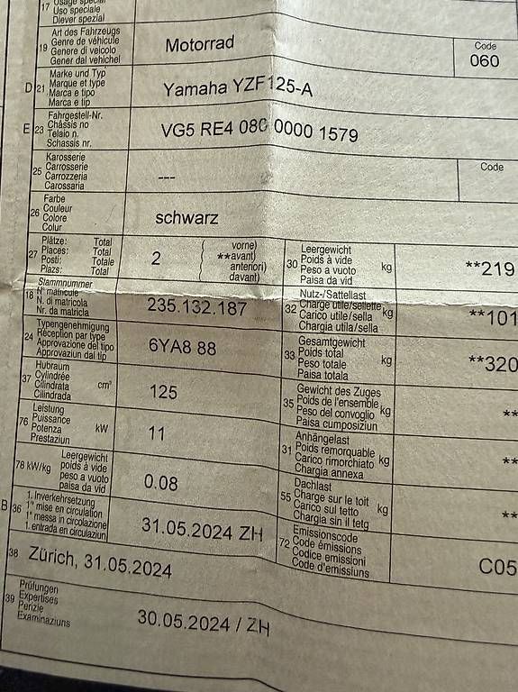 Route: Yamaha YZF R125 – D'occasion à Zürich par Chevy7 4