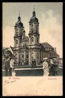 AK St. Gallen, Pärchen vor der Kathedrale