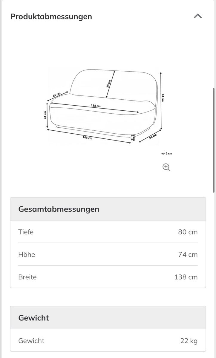Divani: 2-Sitzer Sofa Stil: Minimalistisch – Nuovo (secondo la descrizione) da Fribourg venduto da mal_fq2y 6