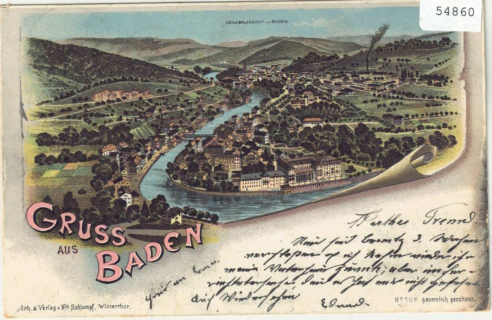 Cartoline postali: Gruss aus Baden - Litho – Usato da Ettingen venduto da Kartenplanet