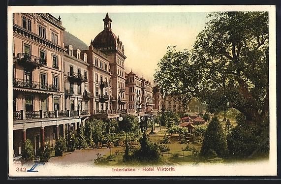 Cartoline postali: Interlaken, Strassenpartie mit Hotel Vik – Usato da Berlin venduto da bartko-reher
