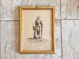 Antike Lithographie "Neuchatel" mit Goldrahmen