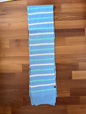 Schal GAP gestreift blau grün 100% Lammwolle