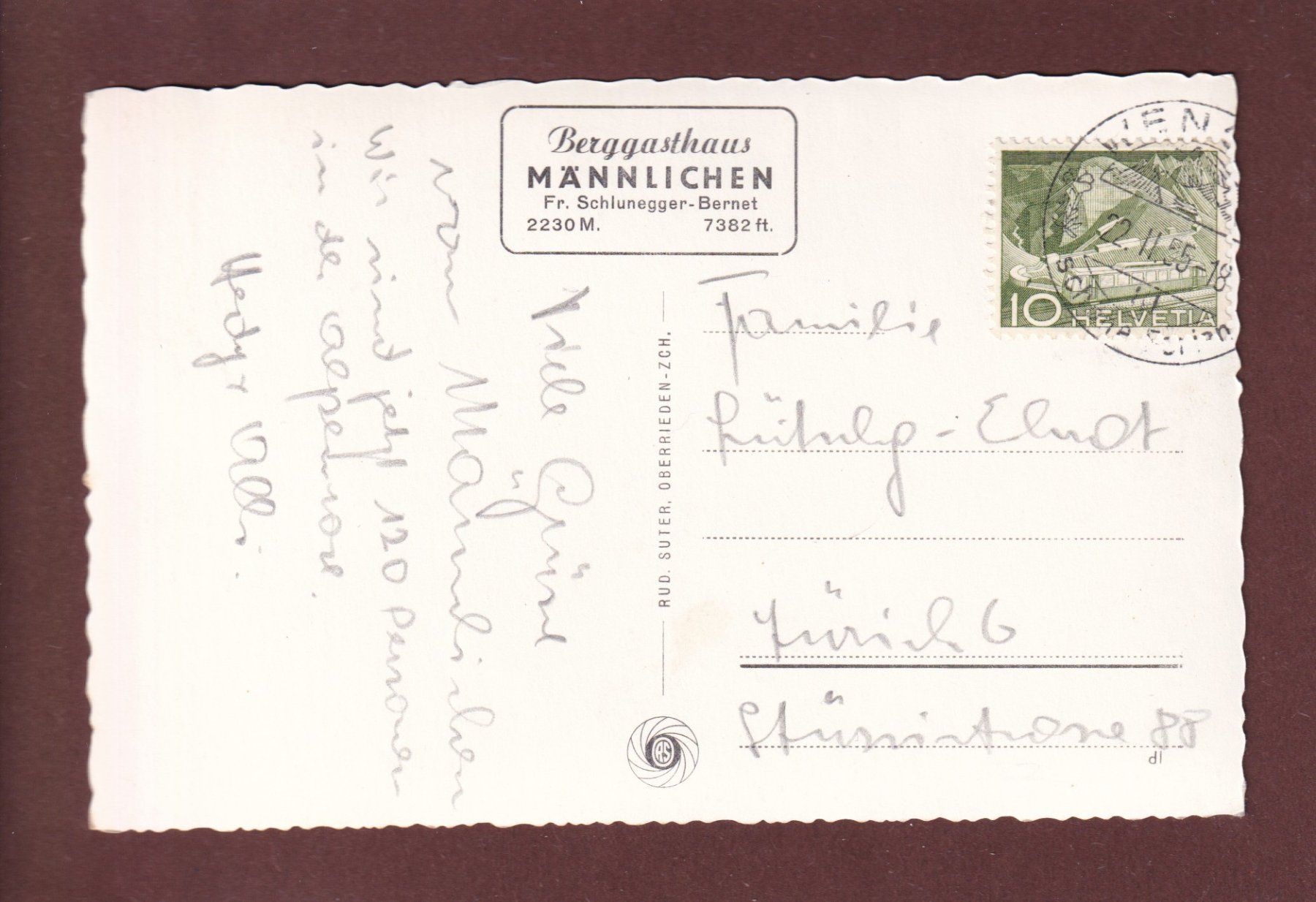 Cartoline postali: MÄNNLICHEN - 1955 – Usato da Pully venduto da nicecards 1