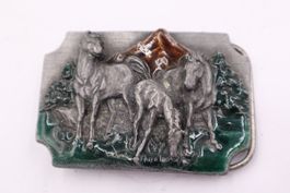 Pferde Gürtelschnalle Emailliert 1989 Made in USA Siskiyou