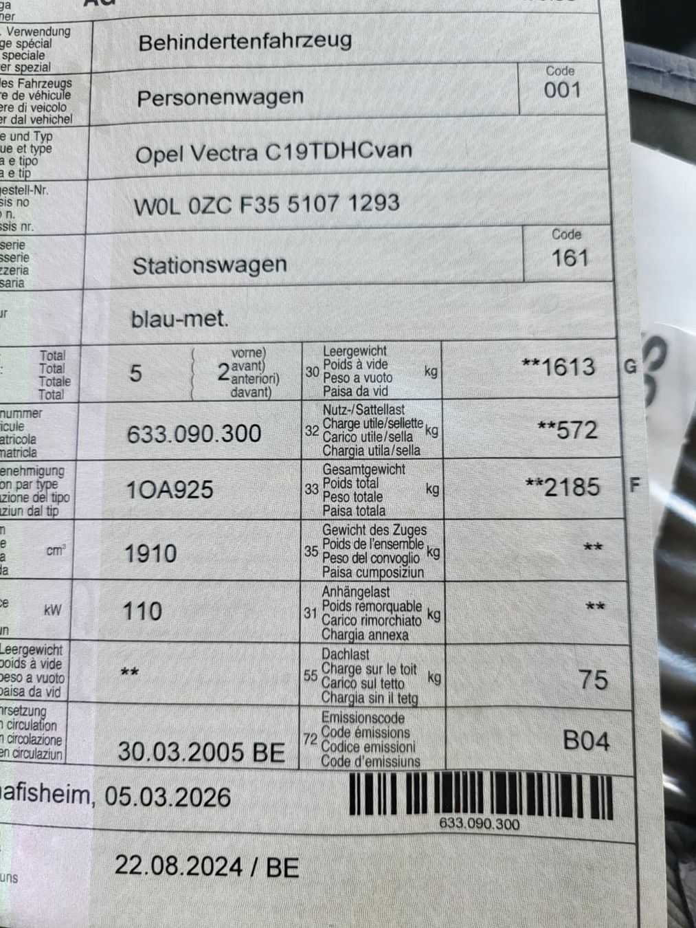 Opel Autos: Opel Vectra C1.9 TDH – D'occasion à Kölliken par Kienzle0906 4