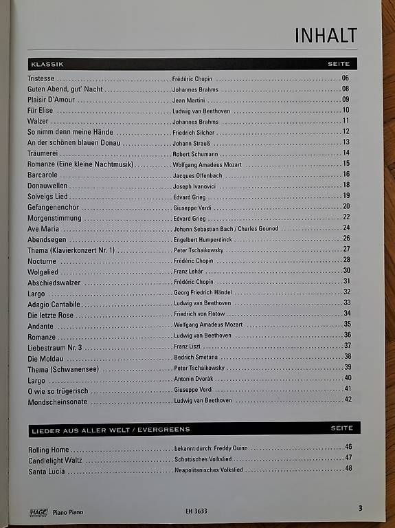 Libri: Noten Klavier / Piano – Usato da Weinfelden venduto da Mausi2 2